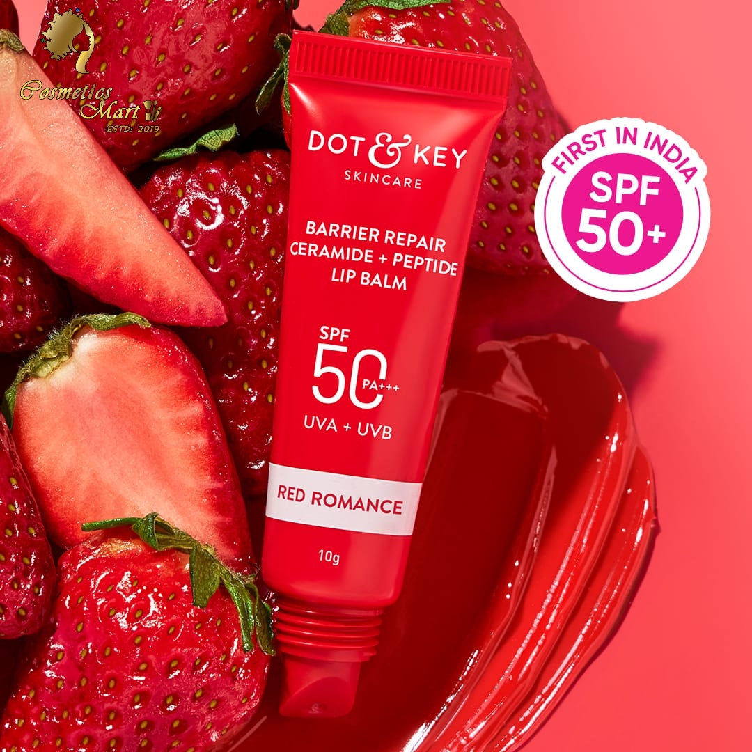 Dot&Key Ceramide + Peptide Lip Balm SPF 50+ PA+++ (Tinted), Shade-Red Romance10gm