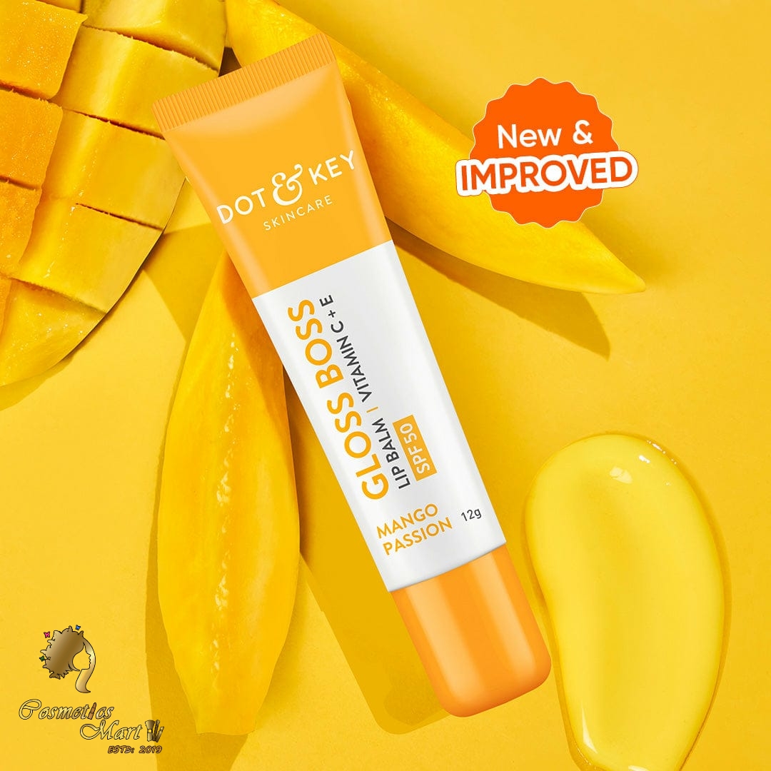 Dot & Key Vitamin C + E Brightening Lip Balm(Non-Tinted) with SPF 50+ 12gm, Shade-Mango Passion
