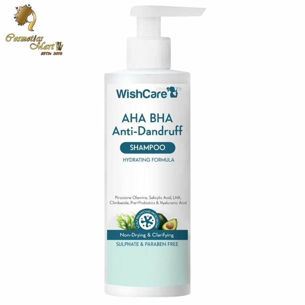 WishCare Hydrating AHA BHA Anti Dandruff Shampoo-Piroctone Olamine, Salicylic Acid, LHA, Probiotics - 250 ml