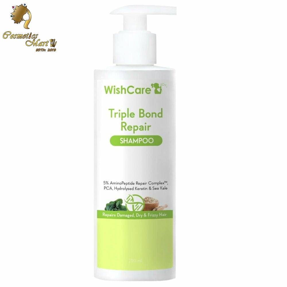 WishCare Triple Bond Repair Shampoo - 5% AminoPeptide Complex & PCA - Repairs Damaged Dry & Frizzy Hair 250 ml